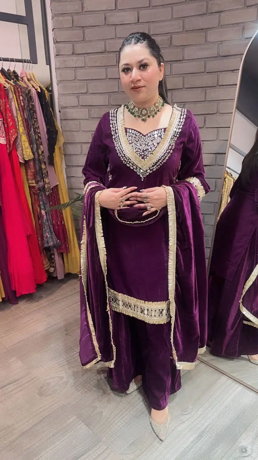 LG 2044 Purple in Velvet Mirror Work & Embroidery Work Salwar Suit . Best Price ₹2599. Delivery 4-6 Working Days. Shop now. | Casual Suits, Jump Suits, Tops & Bottoms, Track Suits, Salwar suit, Creative suits, Designer Suits, Palazzo Suits, Party Wear Suits, Patiala Suits, Straight Suits, Trendy Wear