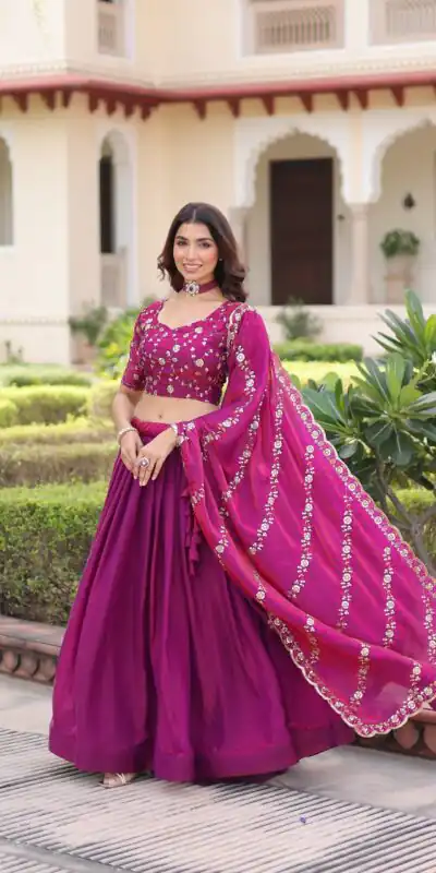 KA 5053 Rani Pink Fendi Silk Lehenga Choli with Sequins Work & Embroidery Work. Exclusive Offer ₹2049. Delivery 4-6 Working Days. Shop now. | Lehenga, Bollywood Lehenga, Creative Lehenga, Designer Lehenga, Embroidered Lehenga, Party Wear Lehenga