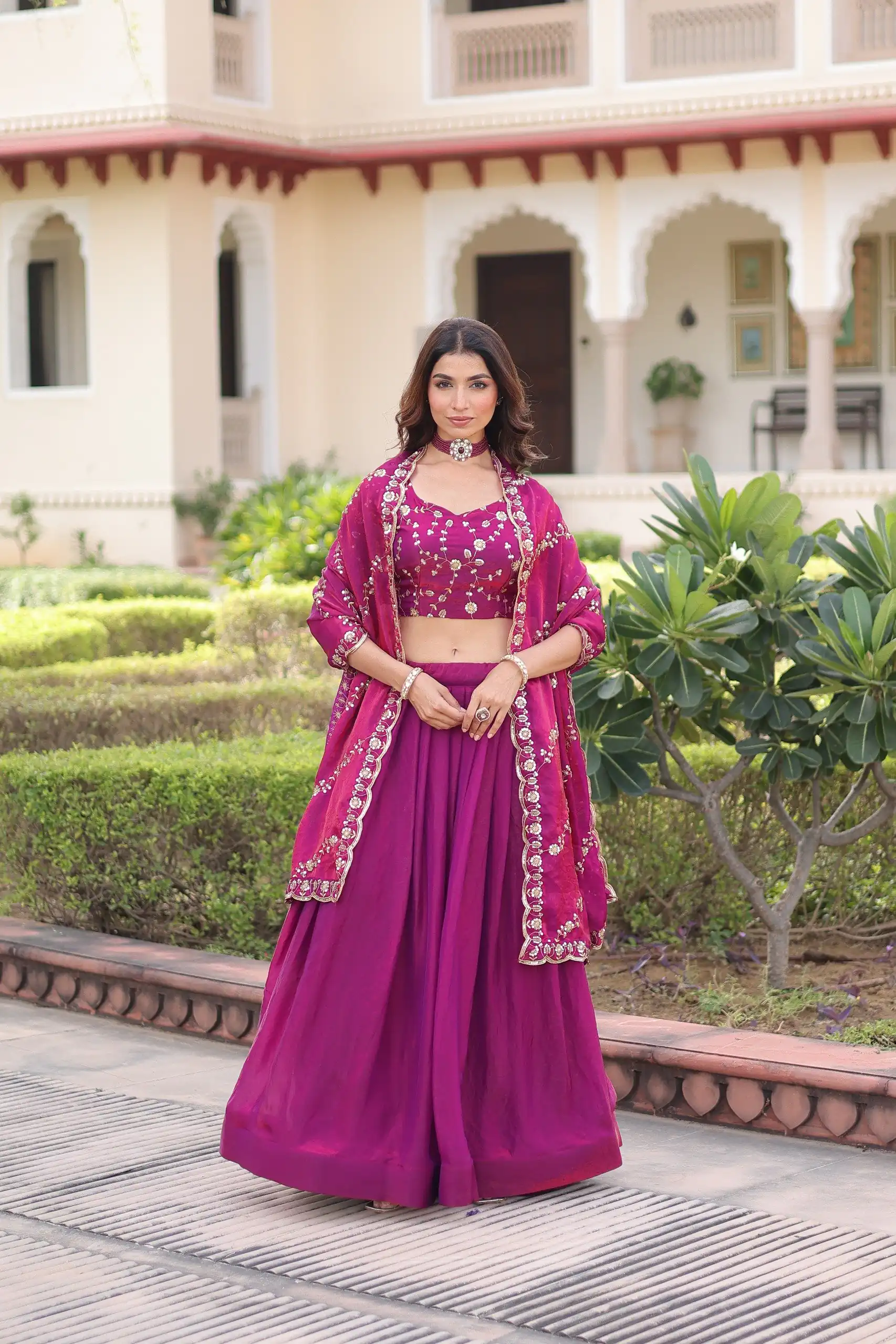 KA 5053 Rani Pink Fendi Silk Lehenga Choli with Sequins Work & Embroidery Work. Exclusive Offer ₹2049. Delivery 4-6 Working Days. Shop now. | Lehenga, Bollywood Lehenga, Creative Lehenga, Designer Lehenga, Embroidered Lehenga, Party Wear Lehenga