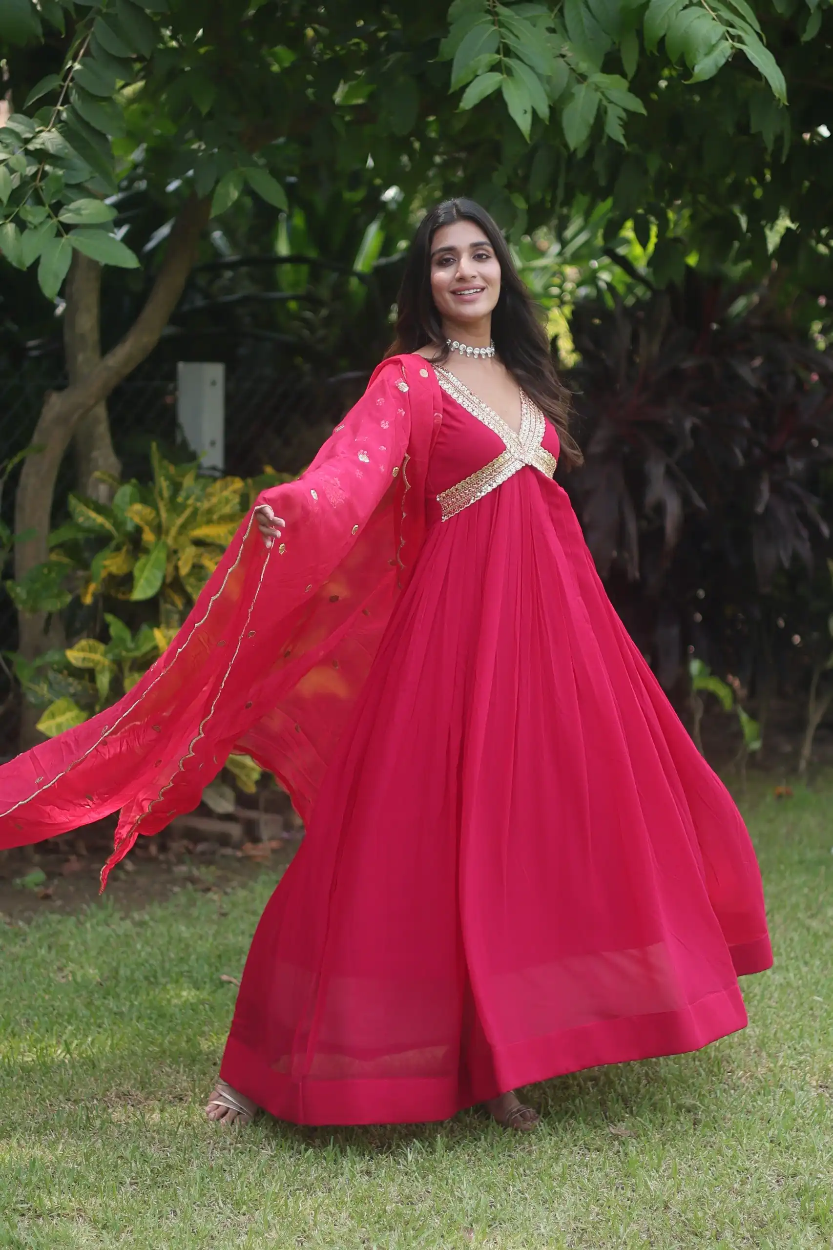 KA 1067 Rani Pink Faux Blooming Gown Perfect for Wedding, Party, Haldi, Raksha Bandhan, Traditional Day – . Exclusive Offer ₹1849. Delivery 4-6 Working Da | Gowns, Bollywood Gowns, Creative Gowns, Designer Gowns, Embroidered Gowns, Party Wear Gowns