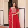 KA 1177 Red in Faux Blooming Embroidery Work & Zari Work Gown . Special Price ₹2049. Delivery 4-6 Working Days. Shop now. | Gowns, Bollywood Gowns, Creative Gowns, Designer Gowns, Embroidered Gowns, Party Wear Gowns