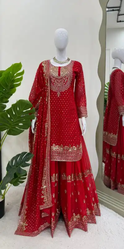 RTC 5899 Red Color Faux Georgette Salwar Suit with Lace Work. Exclusive Offer ₹2599. Delivery 4-6 Working Days. Shop now. | Casual Suits, Jump Suits, Tops & Bottoms, Track Suits, Salwar suit, Creative suits, Designer Suits, Palazzo Suits, Party Wear Suits, Patiala Suits, Straight Suits, Trendy Wear