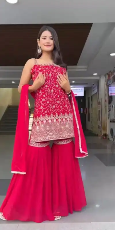 RTC 5855 Red in Color Faux Georgette Lace Work Salwar Suit . Wedding, Party, Festive Grab it for ₹1799. Delivery 4-6 Working Days. Shop now. | Casual Suits, Jump Suits, Tops & Bottoms, Track Suits, Salwar suit, Creative suits, Designer Suits, Palazzo Suits, Party Wear Suits, Patiala Suits, Straight Suits, Trendy Wear