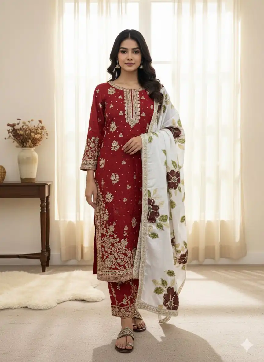 SRK 5315 Red Organza SILK Salwar Suit Perfect for Wedding, Party, Lohri, Ethnic Day, Eid – . Affordable Price ₹2499. Delivery 4-6 Working Days. | Casual Suits, Jump Suits, Tops & Bottoms, Track Suits, Salwar suit, Creative suits, Designer Suits, Palazzo Suits, Party Wear Suits, Patiala Suits, Straight Suits, Trendy Wear