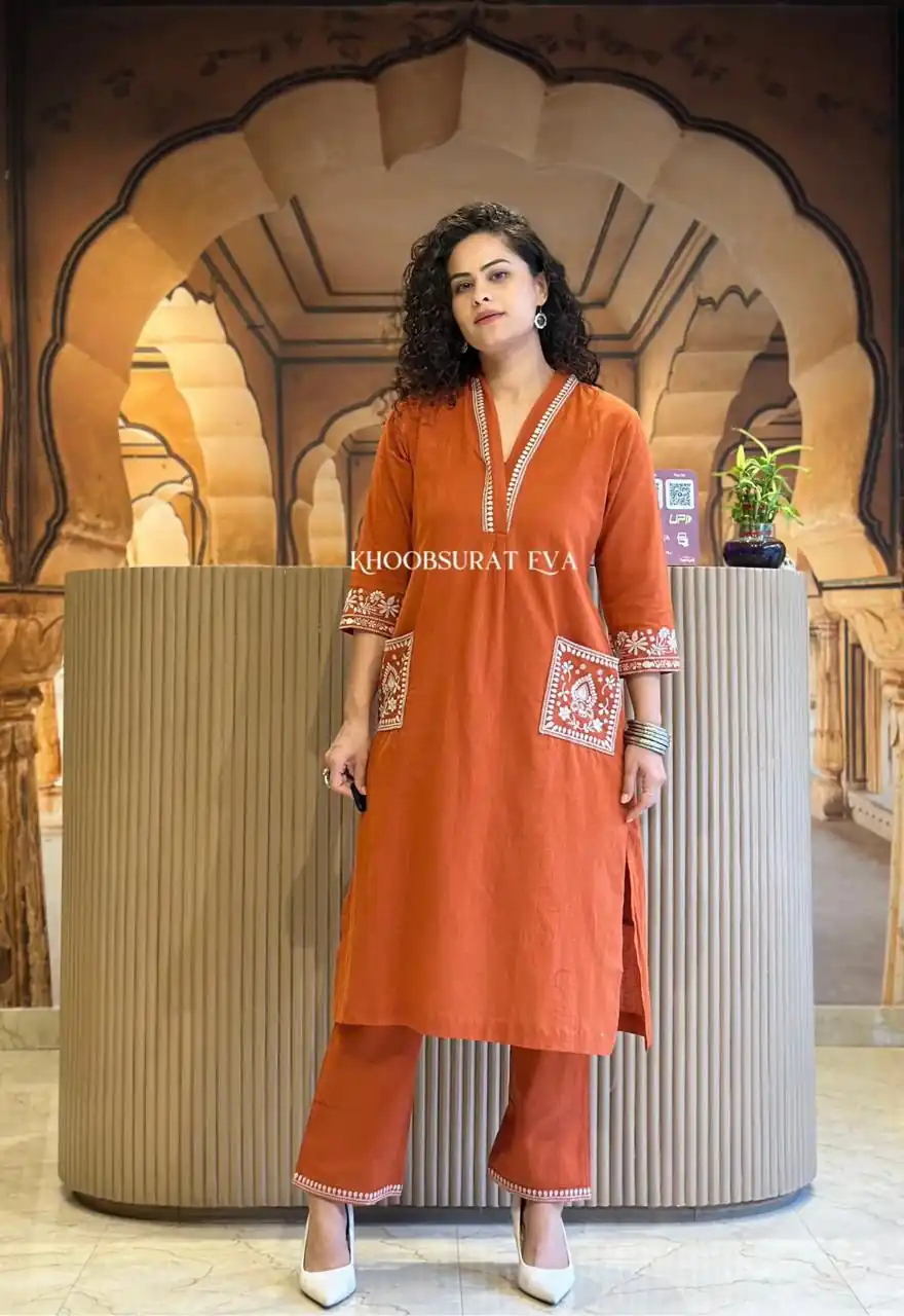 MF 899 Rust in Color Cambric Cotton Embroidery Work & Lace Work Kurti . Best Price ₹1449. Delivery 4-6 Working Days. Shop now. | Kurti, Bollywood Kurti, Creative Kurtis, Designer Kurti, Party Wear Kurti, Selfie Kurti