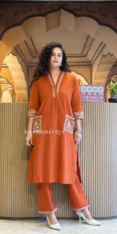 MF 899 Rust in Color Cambric Cotton Embroidery Work & Lace Work Kurti . Best Price ₹1449. Delivery 4-6 Working Days. Shop now. | Kurti, Bollywood Kurti, Creative Kurtis, Designer Kurti, Party Wear Kurti, Selfie Kurti