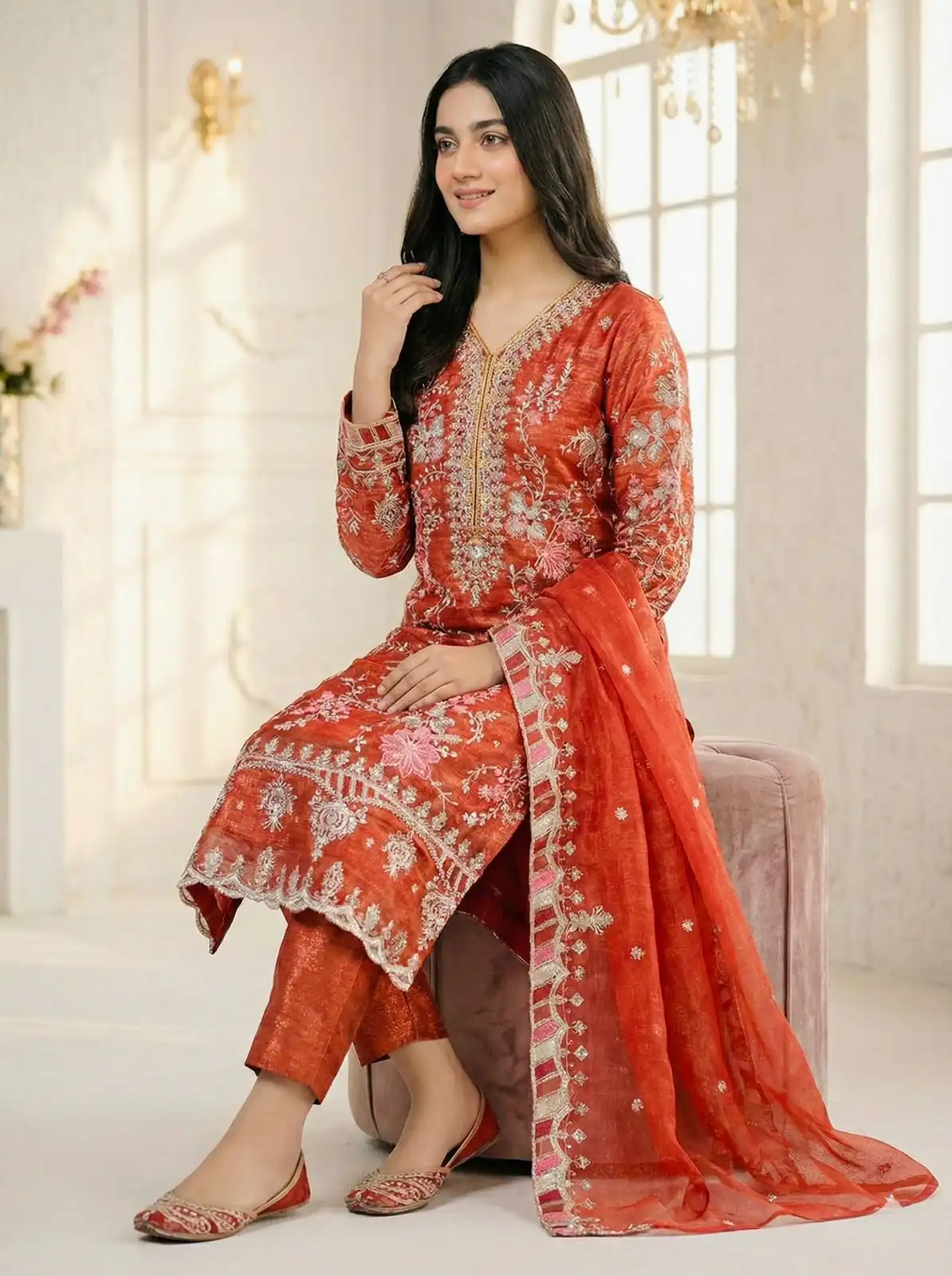 SRK 5321 Rust Crunchy Silk Salwar Suit Perfect for Wedding, Party, Eid, Sangeet, Cultural Events – . Exclusive Offer ₹2499. Delivery 4-6 Working Days. | Jump Suits, Salwar suit, Casual Suits, Creative suits, Designer Suits, Palazzo Suits, Party Wear Suits, Patiala Suits, Straight Suits