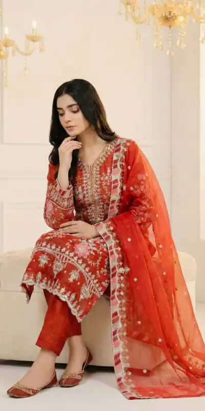 SRK 5321 Rust Crunchy Silk Salwar Suit Perfect for Wedding, Party, Eid, Sangeet, Cultural Events – . Exclusive Offer ₹2499. Delivery 4-6 Working Days. | Jump Suits, Salwar suit, Casual Suits, Creative suits, Designer Suits, Palazzo Suits, Party Wear Suits, Patiala Suits, Straight Suits