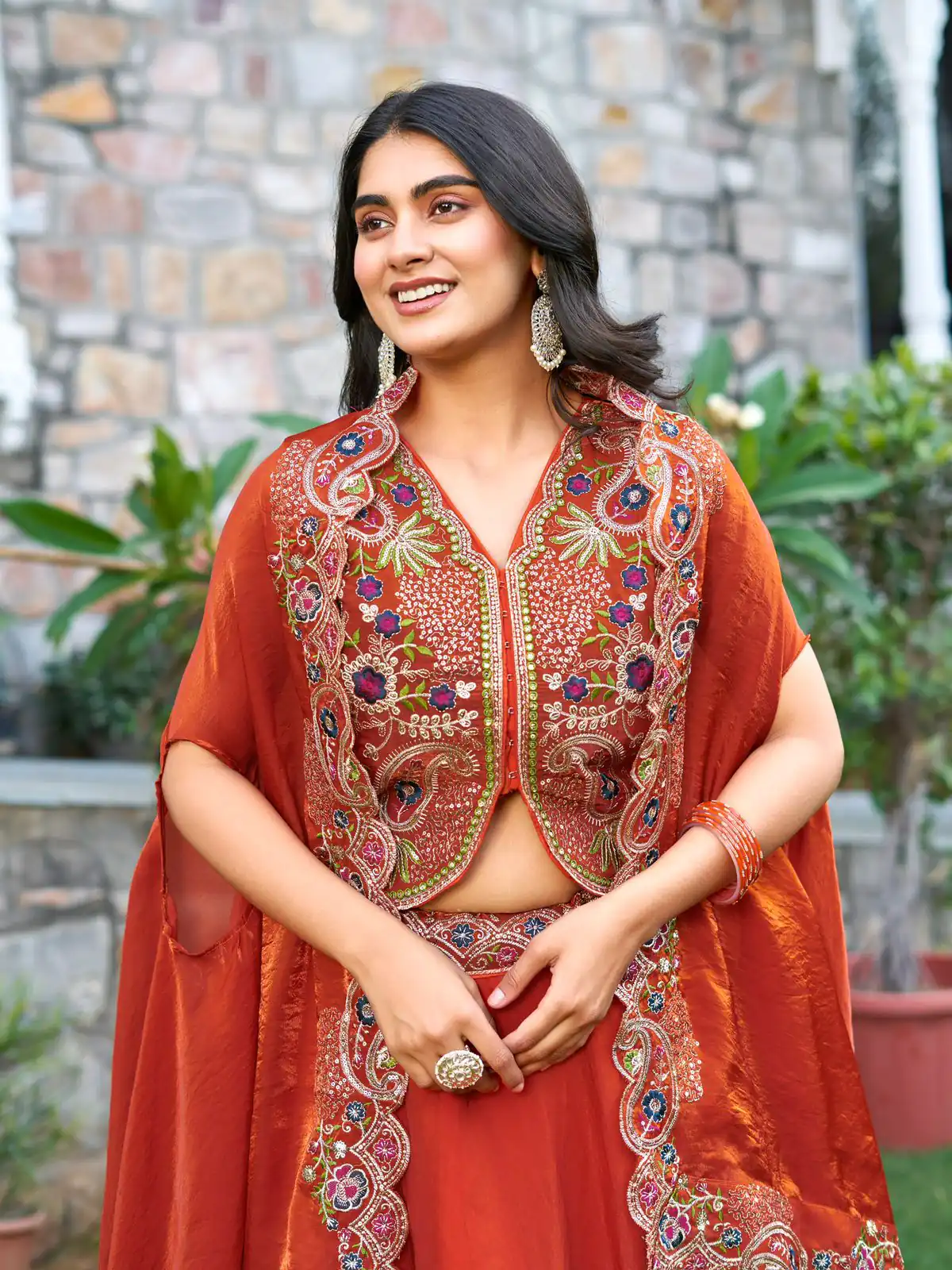 Ram 141 Rust Fendy Silk Lehenga Choli with Embroidery Work. Available at ₹3099 only. Delivery 4-6 Working Days. Shop now. | Lehenga, Bollywood Lehenga, Creative Lehenga, Designer Lehenga, Embroidered Lehenga, Party Wear Lehenga