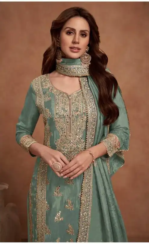FC 1125 Sea Green Vichitra Salwar Suit with Embroidery Work & Lace Work. Available at ₹3049 only. Delivery 4-6 Working Days. Shop now. | Casual Suits, Jump Suits, Tops & Bottoms, Track Suits, Salwar suit, Creative suits, Designer Suits, Palazzo Suits, Party Wear Suits, Patiala Suits, Straight Suits, Trendy Wear