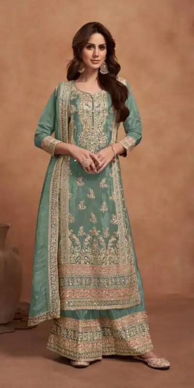FC 1125 Sea Green Vichitra Salwar Suit with Embroidery Work & Lace Work. Available at ₹3049 only. Delivery 4-6 Working Days. Shop now. | Casual Suits, Jump Suits, Tops & Bottoms, Track Suits, Salwar suit, Creative suits, Designer Suits, Palazzo Suits, Party Wear Suits, Patiala Suits, Straight Suits, Trendy Wear