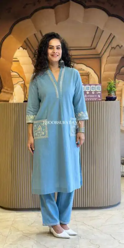 MF 899 Sky Blue in Color Cambric Cotton Embroidery Work & Lace Work Kurti . Best Price ₹1449. Delivery 4-6 Working Days. Shop now. | Kurti, Bollywood Kurti, Creative Kurtis, Designer Kurti, Party Wear Kurti, Selfie Kurti