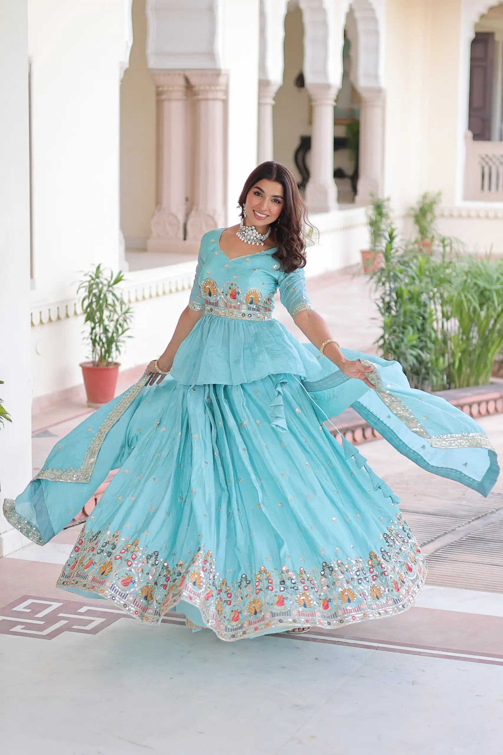 KA 5058 Sky Blue in Gold Crush Embroidery Work & Zari Work Lehenga Choli . Special Price ₹2649. Delivery 4-6 Working Days. Shop now. | Lehenga, Bollywood Lehenga, Creative Lehenga, Designer Lehenga, Embroidered Lehenga, Party Wear Lehenga