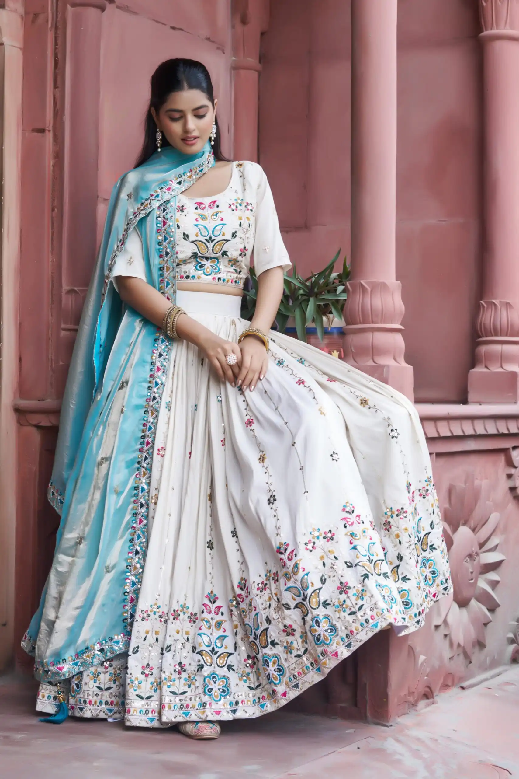 Ram 144 Sky Blue in Pure Tissue silk Embroidery Work Lehenga Choli . Available at ₹3349 only. Delivery 4-6 Working Days. Shop now. | Lehenga, Bollywood Lehenga, Creative Lehenga, Designer Lehenga, Embroidered Lehenga, Party Wear Lehenga