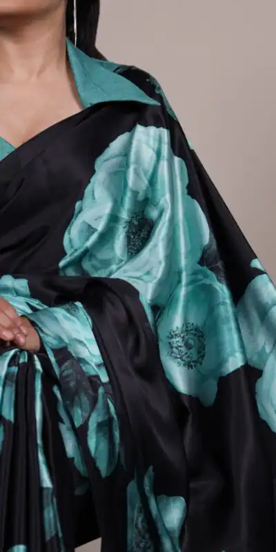 YNF 7027 Teal Satin Silk Saree Perfect for Wedding, Party, Sangeet, Makar Sankranti, Reception – . Special Price ₹1549. Delivery 4-6 Working Days | Sarees, Bollywood Sarees, Creative Sarees, Designer Sarees, Embroidered Sarees, Ethnic Saree, Modern Digital sarees, Party Wear Sarees