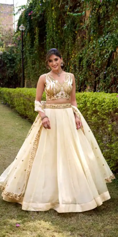 LNB 1445 White Chanda Silk Lehenga Choli with Sequins Work & Embroidery Work. Grab it for ₹3399. Delivery 4-6 Working Days. Shop now. | Lehenga, Bollywood Lehenga, Creative Lehenga, Designer Lehenga, Embroidered Lehenga, Party Wear Lehenga