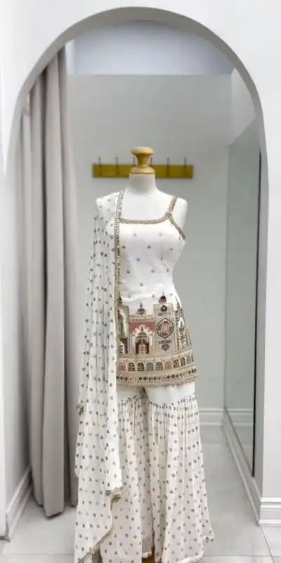 KD 1513 White with Lace Work Faux Georgette with Salwar Suit . Available at ₹2149 only. Delivery 4-6 Working Days. Shop now. | Casual Suits, Jump Suits, Tops & Bottoms, Track Suits, Salwar suit, Creative suits, Designer Suits, Palazzo Suits, Party Wear Suits, Patiala Suits, Straight Suits, Trendy Wear