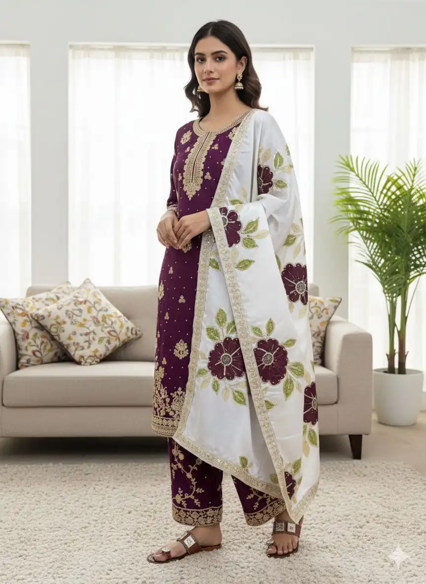 SRK 5315 Wine Organza SILK Salwar Suit Perfect for Wedding, Party, Lohri, Ethnic Day, Eid – . Affordable Price ₹2499. Delivery 4-6 Working Days. | Casual Suits, Jump Suits, Tops & Bottoms, Track Suits, Salwar suit, Creative suits, Designer Suits, Palazzo Suits, Party Wear Suits, Patiala Suits, Straight Suits, Trendy Wear