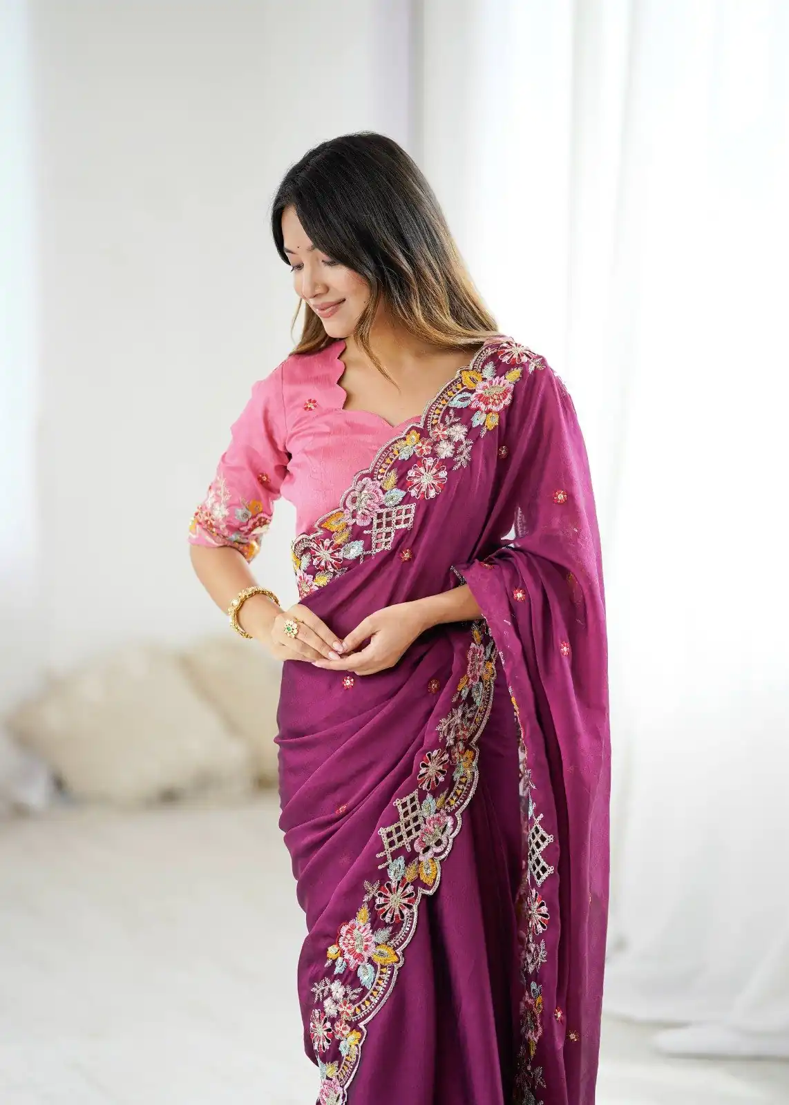 BT 1303 Wine Premium Noha Crush Saree with Sequins Work & Embroidery Work. Exclusive Offer ₹2149. Delivery 4-6 Working Days. Shop now. | Sarees, Bollywood Sarees, Creative Sarees, Designer Sarees, Embroidered Sarees, Ethnic Saree, Modern Digital sarees, Party Wear Sarees