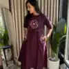 MF 1114 Wine Soft Cotton Slub Kurti with Embroidery Work. Wedding, Party, Festive, Events, Grab it for ₹1549. Delivery 4-6 Working Days. Shop now. | Kurti, Bollywood Kurti, Creative Kurtis, Designer Kurti, Party Wear Kurti, Selfie Kurti