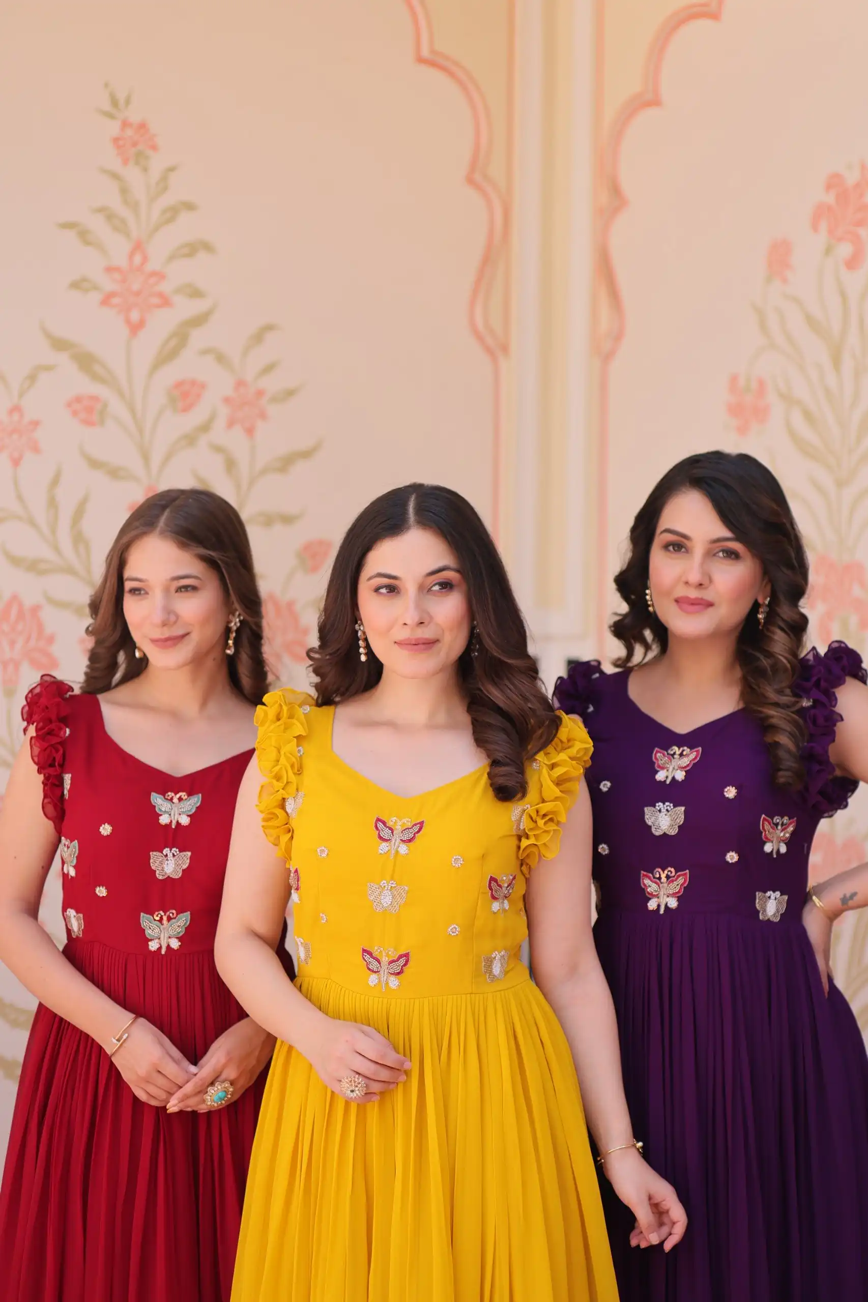 KA 1174 Yellow Faux Blooming Gown Perfect for Wedding, Party, Housewarming, Baby Shower, Raksha Bandhan – . Now at just ₹1699. Delivery 4-6 Working Dasy | Gowns, Bollywood Gowns, Creative Gowns, Designer Gowns, Embroidered Gowns, Party Wear Gowns