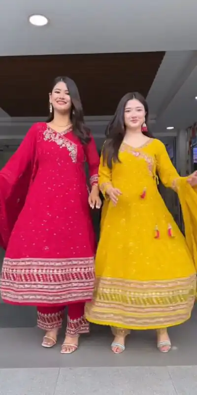 ST 1138 Yellow in Color Faux Georgette Embroidery Work Salwar Suit . Festive Deal ₹2099. Delivery 4-6 Working Days. Shop now. | Jump Suits, Tops & Bottoms, Track Suits, Salwar suit, Casual Suits, Creative suits, Designer Suits, Palazzo Suits, Party Wear Suits, Patiala Suits, Straight Suits, Trendy Wear