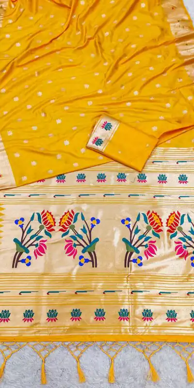 MB 2 Yellow Paithani Silk Saree with Lace Work & Zari Work. Introductory Price ₹2049. Delivery 4-6 Working Days. Shop now. | Sarees, Bollywood Sarees, Creative Sarees, Designer Sarees, Embroidered Sarees, Ethnic Saree, Modern Digital sarees, Party Wear Sarees