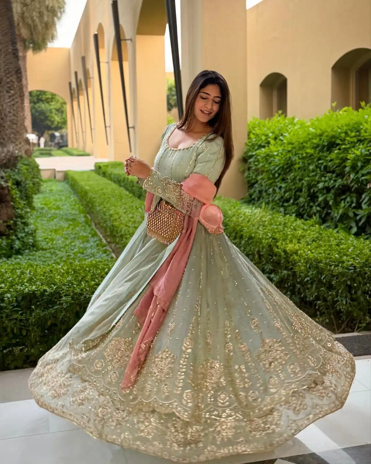 Sky Blue Star Georgette Embroidery Work Lehenga Choli