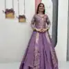 Lavender Vichitra Sequence Work Lehenga Choli