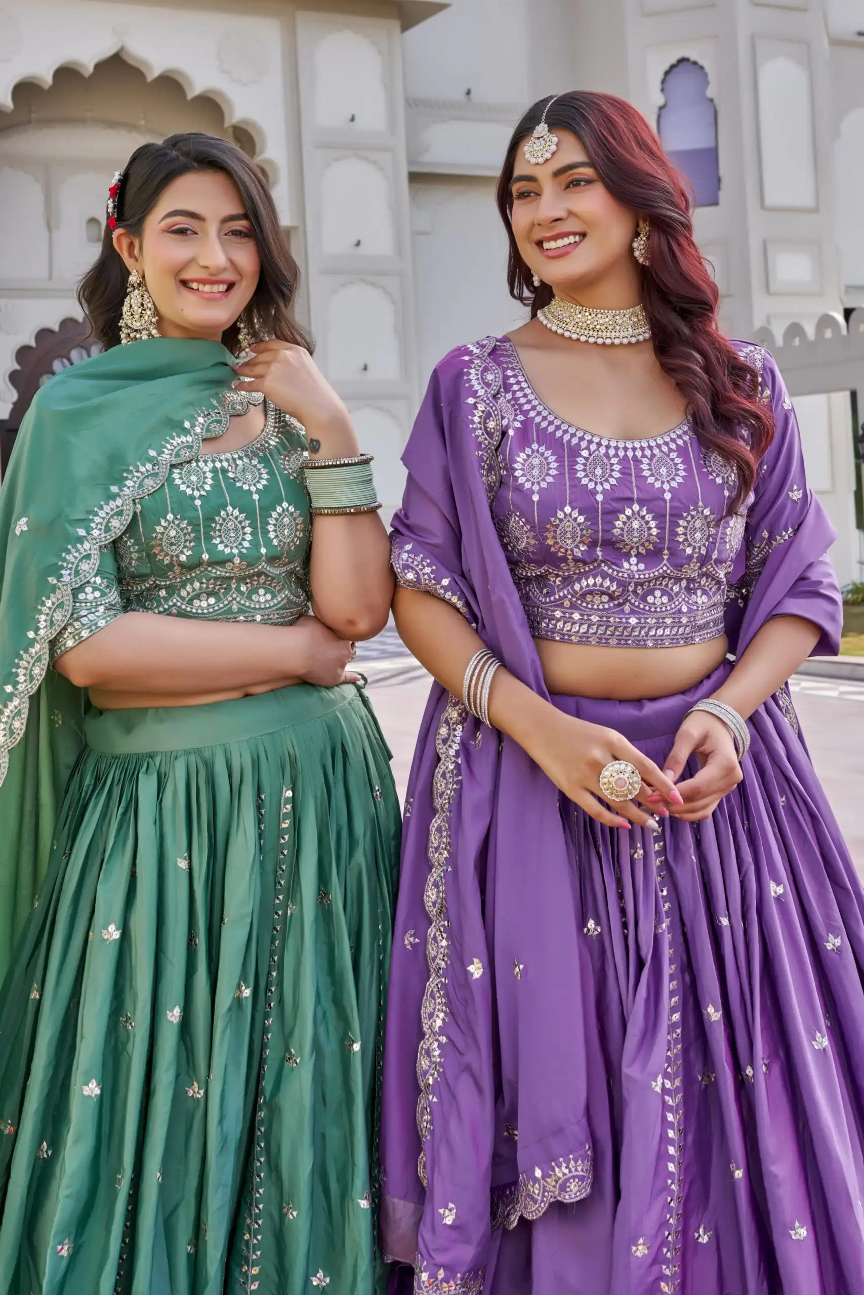 Lavender Crap Silk Embroidery Work Lehenga Choli - Image 6