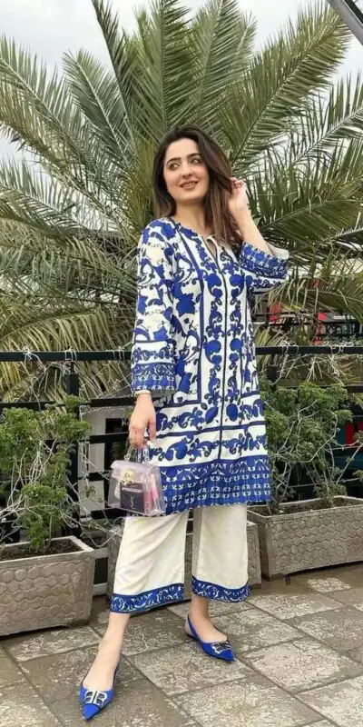 Blue Natural Crape Digital Print Salwar Suit