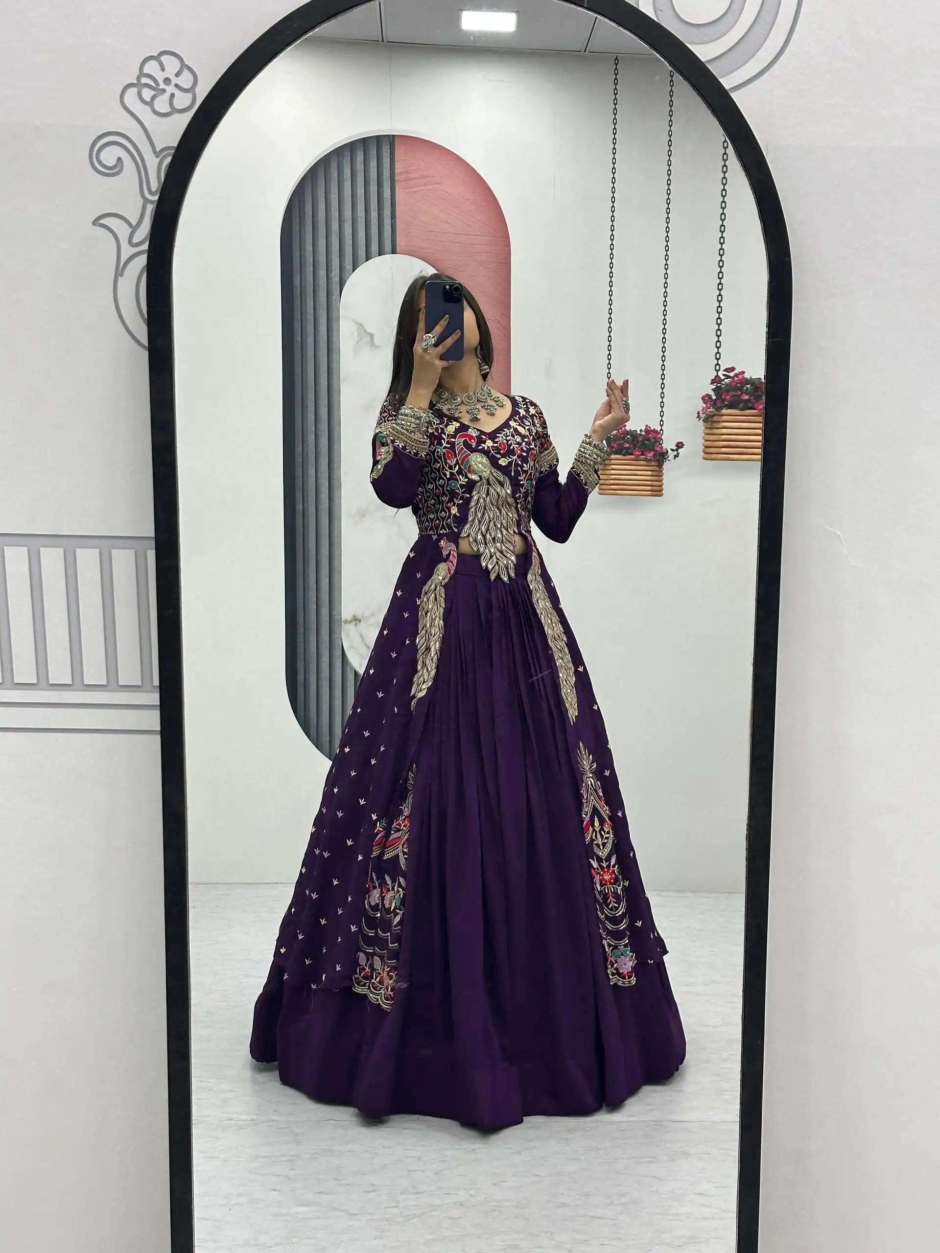 Purple Vichitra Sequence Work Lehenga Choli - Image 10