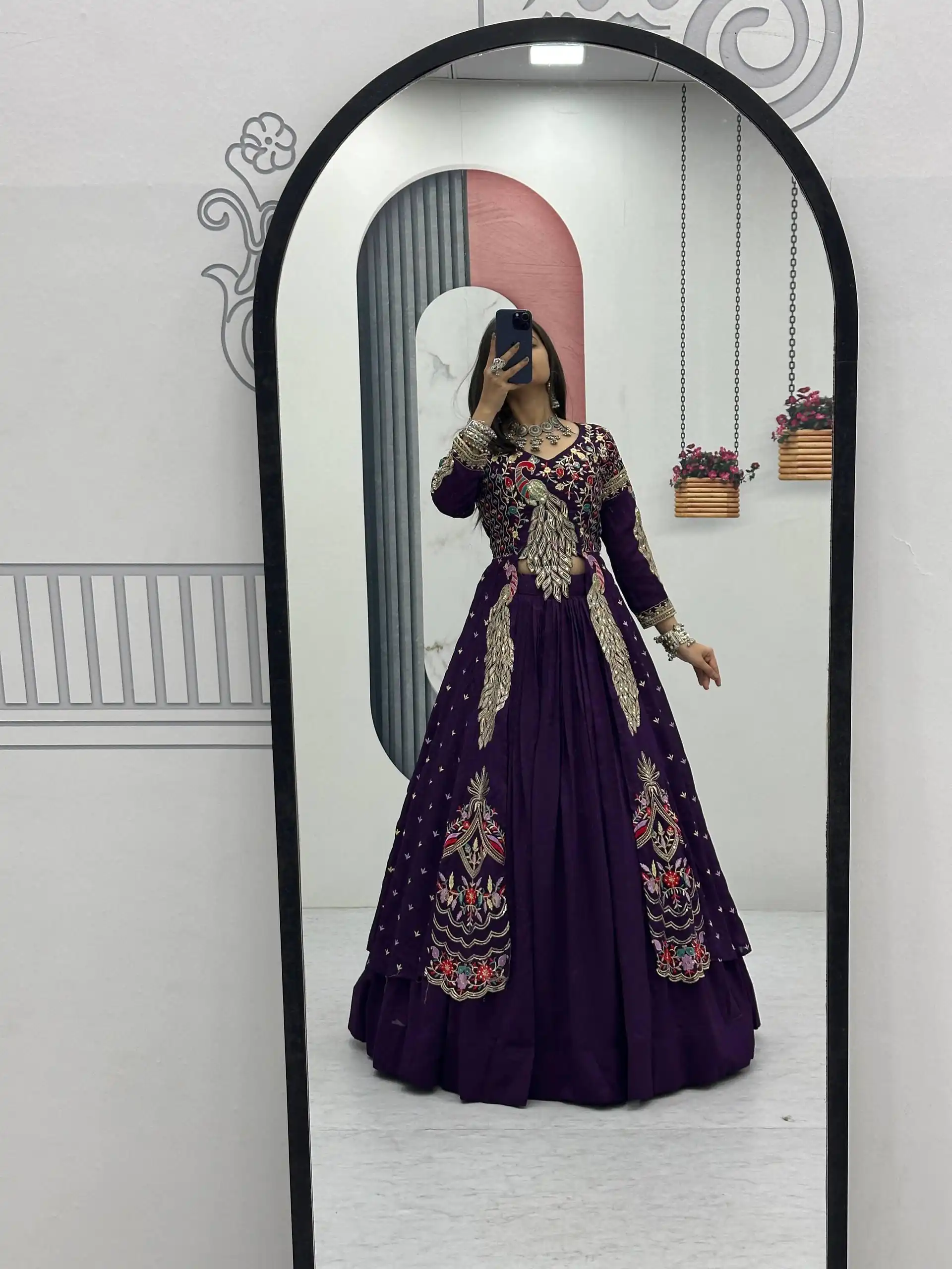 Purple Vichitra Sequence Work Lehenga Choli - Image 12