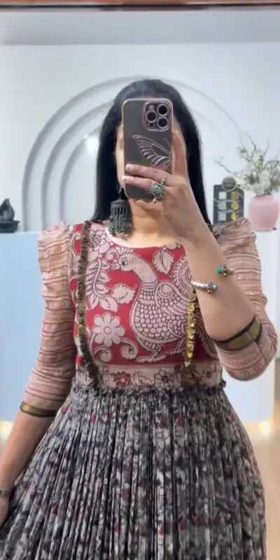 PC 540 Black Color Cota checks Gown with Kalamkari Print. Wedding, Party, Festive Introductory Price ₹1849. Delivery 4-6 Working Days. Shop now. | Gowns, Bollywood Gowns, Creative Gowns, Designer Gowns, Embroidered Gowns, Party Wear Gowns