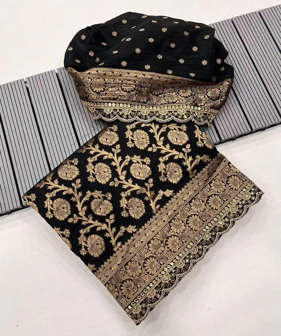 MS 451 Black Litchi Silk Saree with Embroidery Work & Lace Work. Available at ₹1399 only. Delivery 4-6 Working Days. Shop now. | Designer Sarees, Sarees, Bollywood Sarees, Creative Sarees, Embroidered Sarees, Ethnic Saree, Modern Digital sarees, Party Wear Sarees
