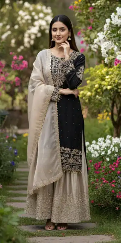 SR 1694 Black Organza Silk Salwar Suit with Embroidery Work & Lace Work. Exclusive Offer ₹1999. Delivery 4-6 Working Days. Shop now. | Jump Suits, Salwar suit, Casual Suits, Creative suits, Designer Suits, Palazzo Suits, Party Wear Suits, Patiala Suits, Straight Suits