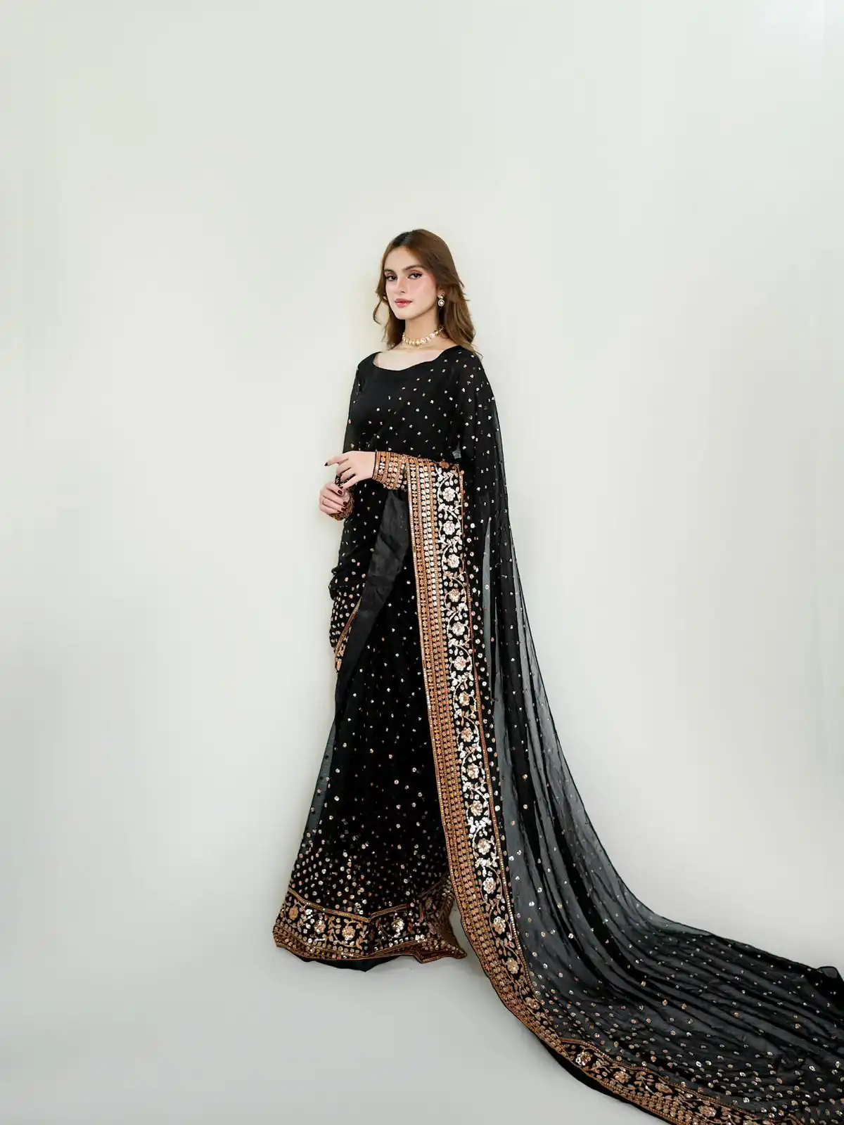 NC 5545 Black in Color Georgette. Embroidery Work & Sequins Work Saree Best Price ₹2149. Delivery 4-6 Working Days. Shop now. | Sarees, Bollywood Sarees, Creative Sarees, Designer Sarees, Embroidered Sarees, Ethnic Saree, Modern Digital sarees, Party Wear Sarees