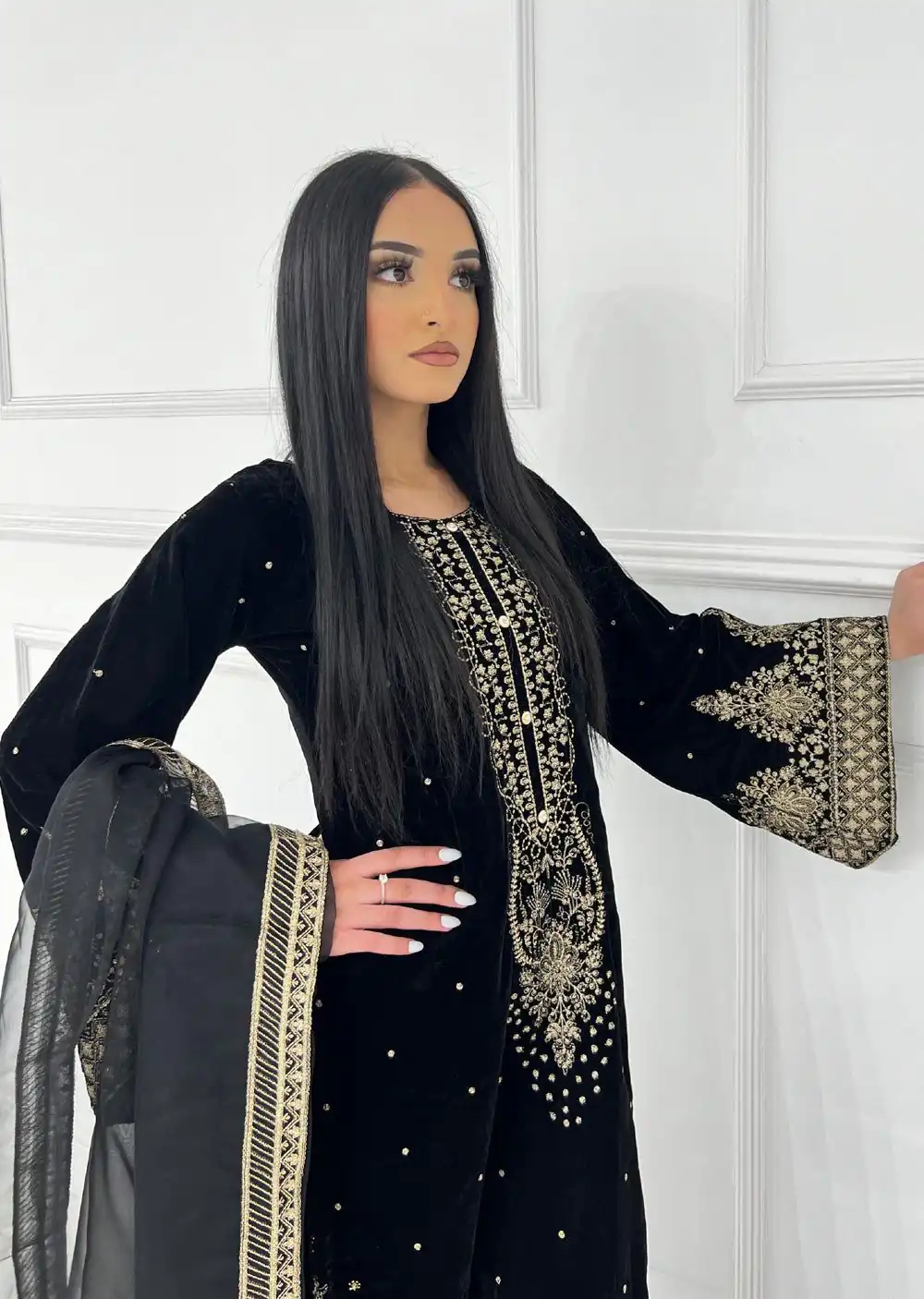 AD 222 Black Viscose Velvet Salwar Suit with Embroidery Work & Lace Work. Best Price ₹2099. Delivery 4-6 Working Days. Shop now. | Jump Suits, Salwar suit, Casual Suits, Creative suits, Designer Suits, Palazzo Suits, Party Wear Suits, Patiala Suits, Straight Suits