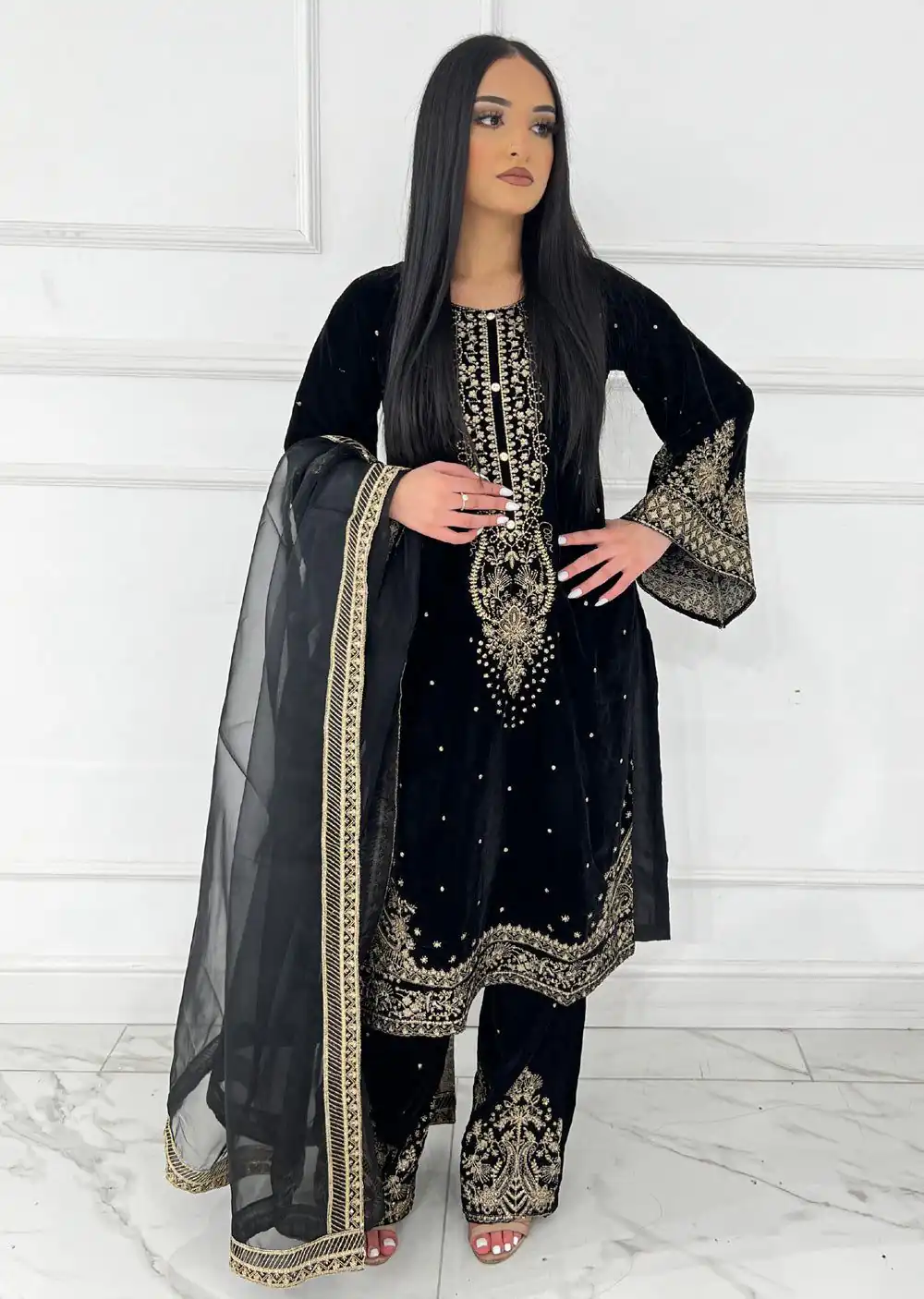 AD 222 Black Viscose Velvet Salwar Suit with Embroidery Work & Lace Work. Best Price ₹2099. Delivery 4-6 Working Days. Shop now. | Jump Suits, Salwar suit, Casual Suits, Creative suits, Designer Suits, Palazzo Suits, Party Wear Suits, Patiala Suits, Straight Suits
