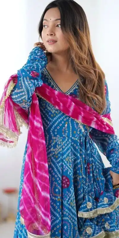 ST 1116 Blue Faux Georgette Gown with Digital Print & Embroidery Work. Exclusive Offer ₹1999. Delivery 4-6 Working Days. Shop now. | Gowns, Bollywood Gowns, Creative Gowns, Designer Gowns, Embroidered Gowns, Party Wear Gowns