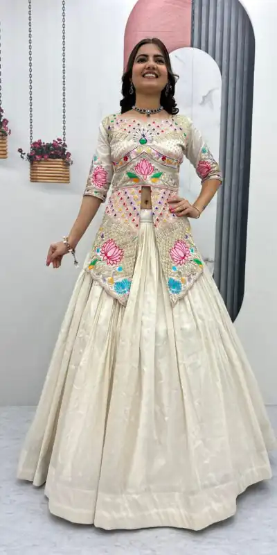 PC 557 Cream Simar Cosmos Lehenga Choli Perfect for Wedding, Party, Lohri, Baby Shower, Housewarming – . Introductory Price ₹2649. Delivery 4-6 Workin | Lehenga, Bollywood Lehenga, Creative Lehenga, Designer Lehenga, Embroidered Lehenga, Party Wear Lehenga