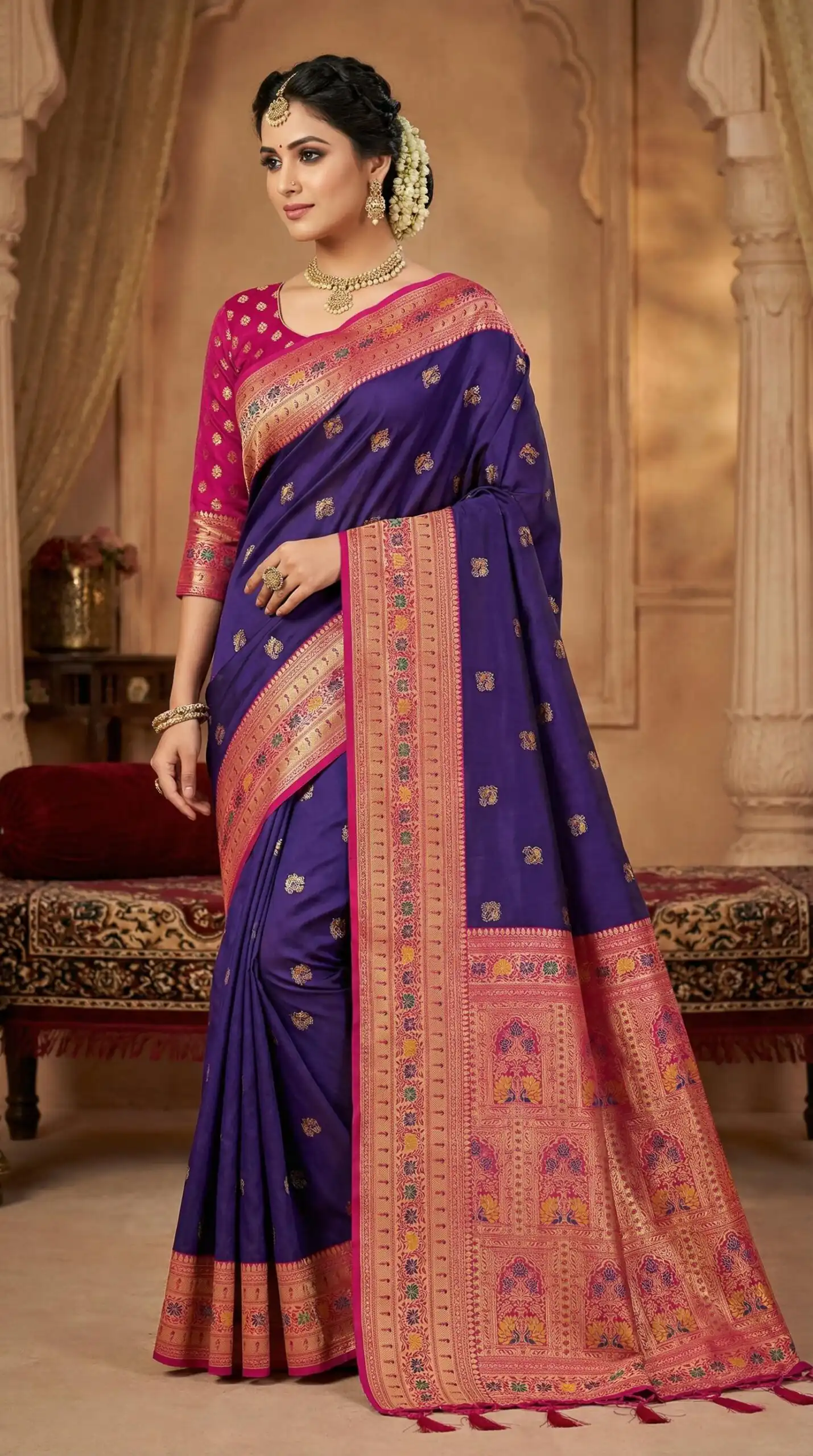 MB 18 Dark Purple in Color Meenakari Zari Work & Lace Work Saree work. Exclusive Offer ₹2399. Delivery 4-6 Working Days. Shop now. | Sarees, Bollywood Sarees, Creative Sarees, Designer Sarees, Embroidered Sarees, Ethnic Saree, Modern Digital sarees, Party Wear Sarees