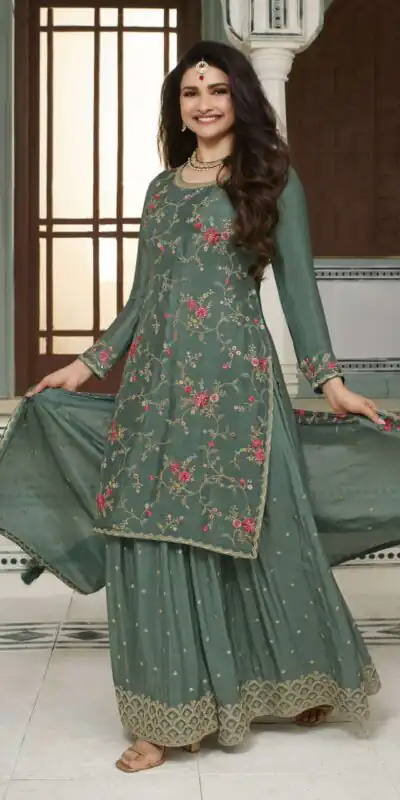 FC AVANTI 66301 Green Chinon Salwar Suit Perfect for Wedding, Party, Traditional Day, Durga Puja, Makar Sankranti – . Get it for ₹3049. Delivery 4-6 Wor | Jump Suits, Salwar suit, Casual Suits, Creative suits, Designer Suits, Palazzo Suits, Party Wear Suits, Patiala Suits, Straight Suits