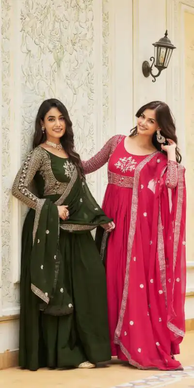 Ram 025 Green Color Georgette Sequence Embroidery Gown Casual, Wedding, Festive, Events Expected Delivery 4-6 Working Days @1999/- | Gowns, Bollywood Gowns, Creative Gowns, Designer Gowns, Embroidered Gowns, Party Wear Gowns