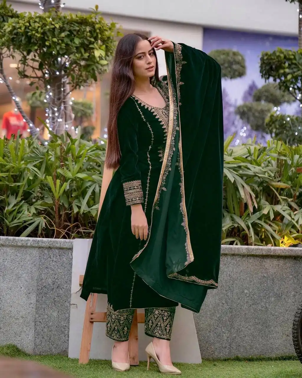 AD 089 Green Viscose Velvet Salwar Suit with Embroidery Work. Affordable Price ₹1999. Delivery 4-6 Working Days. Shop now. | Jump Suits, Salwar suit, Casual Suits, Creative suits, Designer Suits, Palazzo Suits, Party Wear Suits, Patiala Suits, Straight Suits
