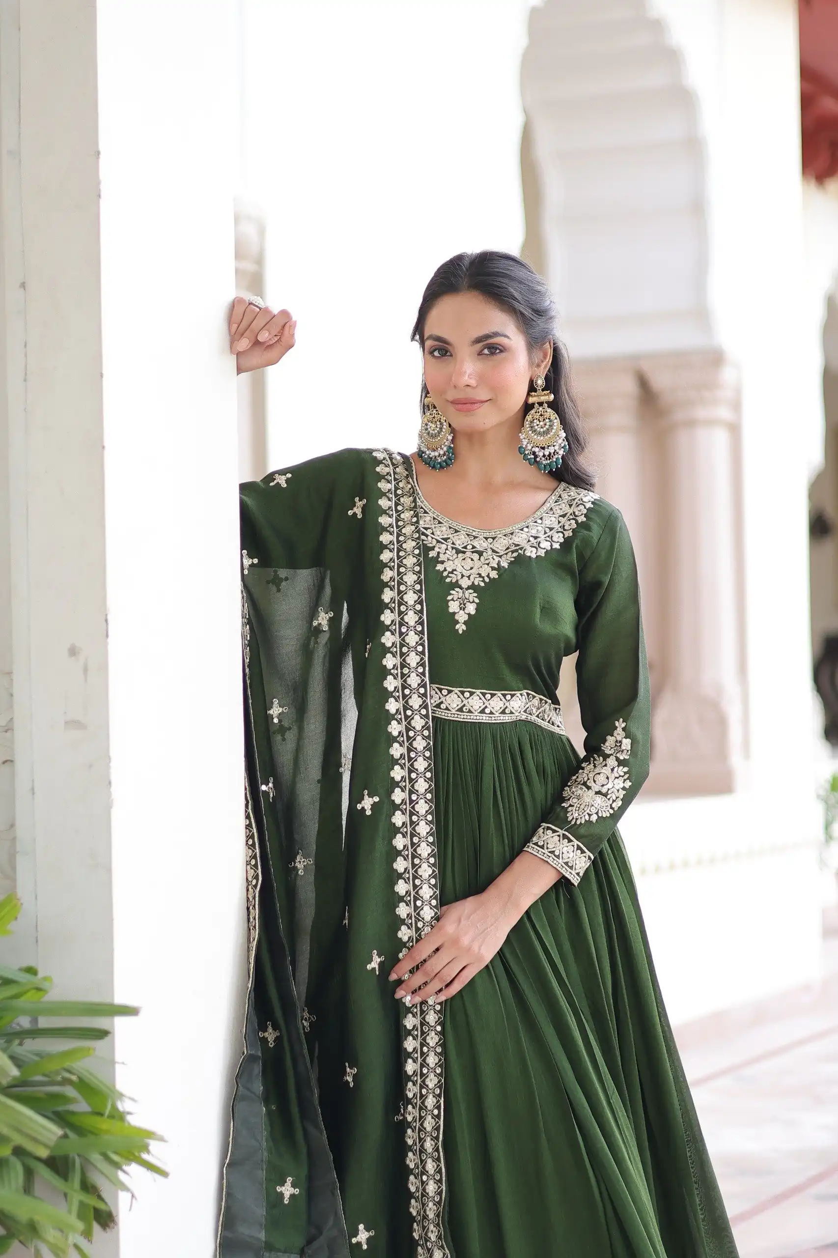 KA 1215 Green Vichitra Silk Gown Perfect for Wedding, Party, Holi, Anniversary, Mehendi –. Grab it for ₹2449. Delivery 4-6 Working Days. Shop now. | Gowns, Bollywood Gowns, Creative Gowns, Designer Gowns, Embroidered Gowns, Party Wear Gowns