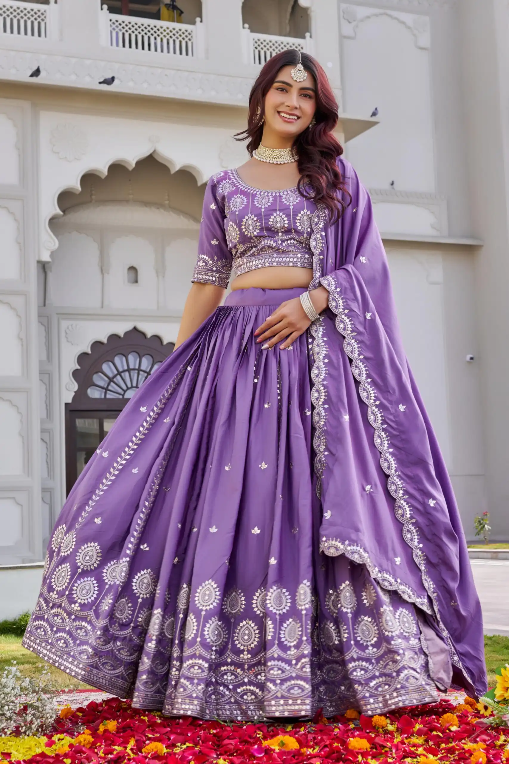 Ram 154 Lavender Color Crap Silk Lehenga Choli with Embroidery Work. Now at just ₹2549. Delivery 4-6 Working Days. Shop now. | Lehenga, Bollywood Lehenga, Creative Lehenga, Designer Lehenga, Embroidered Lehenga, Party Wear Lehenga
