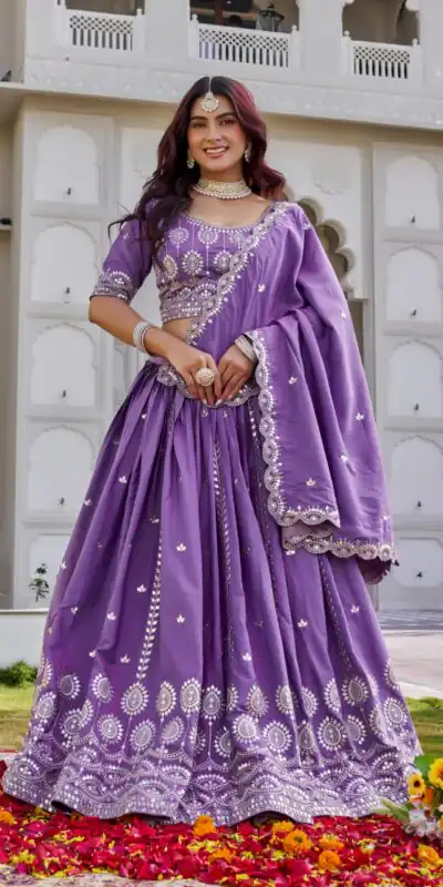 Ram 154 Lavender Color Crap Silk Lehenga Choli with Embroidery Work. Now at just ₹2549. Delivery 4-6 Working Days. Shop now. | Lehenga, Bollywood Lehenga, Creative Lehenga, Designer Lehenga, Embroidered Lehenga, Party Wear Lehenga