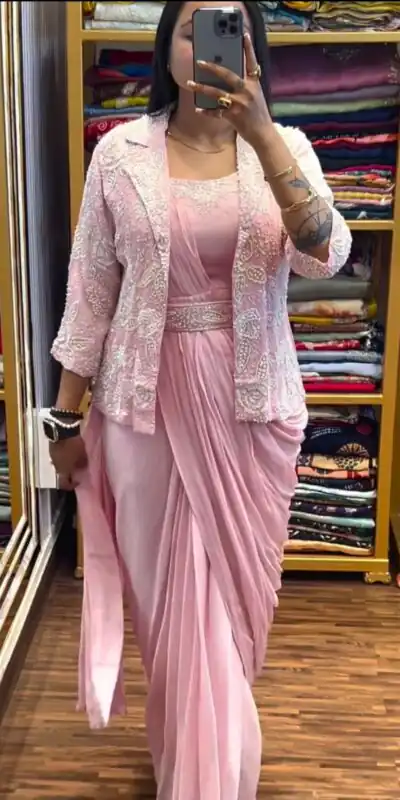 BB 58 Light Pink Chinon Silk Saree Perfect for Wedding, Party, Engagement, Baby Shower, Sangeet – . Available at ₹1999 only. Delivery 4-6 Working Day | Sarees, Bollywood Sarees, Creative Sarees, Designer Sarees, Embroidered Sarees, Ethnic Saree, Modern Digital sarees, Party Wear Sarees