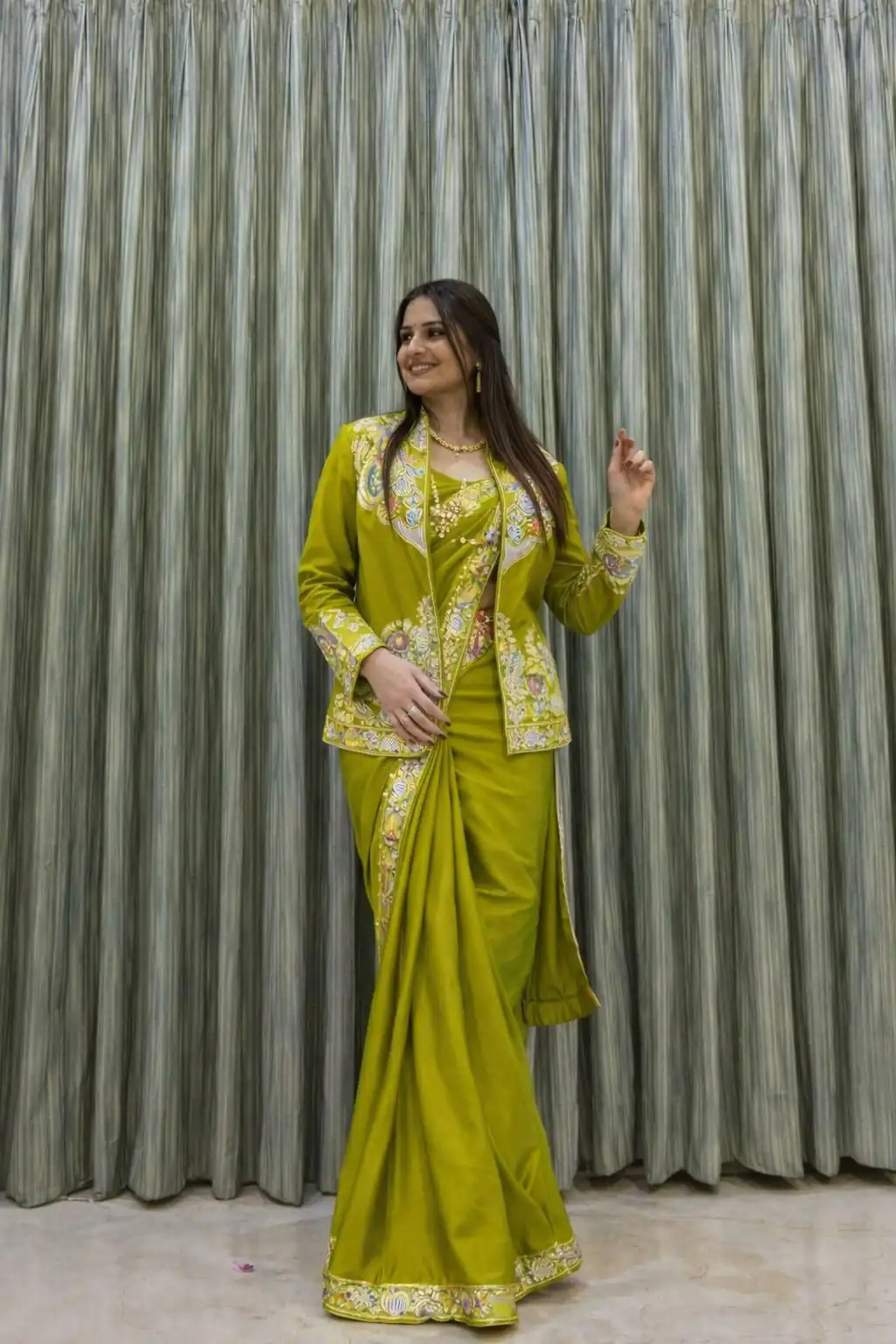 BB 60 Lime Yellow Crap Silk Saree with Embroidery Work. Wedding, Party, Festive, Events Festive Deal ₹2099. Delivery 4-6 Working Days. Shop now. | Sarees, Bollywood Sarees, Creative Sarees, Designer Sarees, Embroidered Sarees, Ethnic Saree, Modern Digital sarees, Party Wear Sarees